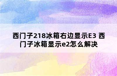 西门子218冰箱右边显示E3 西门子冰箱显示e2怎么解决